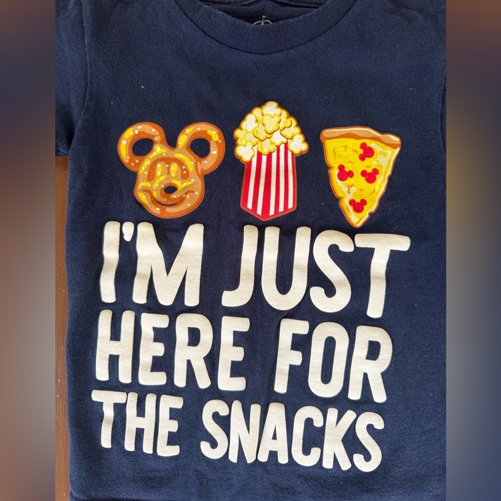 Disney “I’m just here for the snacks” navy tshirt - youth XS